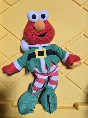 Sesame Street Elmo Plush Elf Costume in Red, Green, White